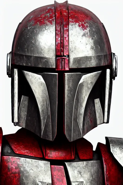 Prompt: an artistic and realistic 8k sculpture of a mandalorian helmet, liquid simulation, bright psychedelic color, dramatic lighting, silver gold red details, filigree, intricate details, cinematic, elegant, octane render, filmic, interesting camera angle, 8k post-processing, intricate art by John Collier and Albert Aublet and Krenz Cushart and Artem Demura and Greg Rutkowski