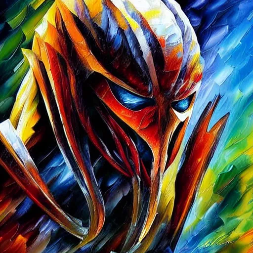 Image similar to digital painting of The Predator by Leonid Afremov