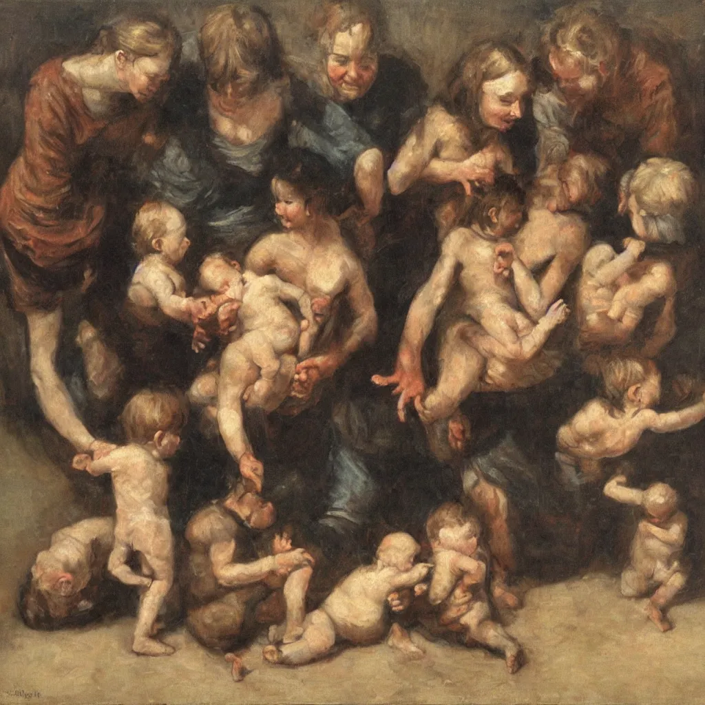 Prompt: the limbo of infants, oil painting