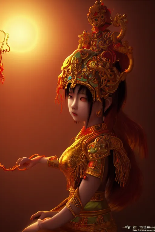 Prompt: cute nezha, mainland china, soft lights, cinematic, character concept design, highly detailed, volumetric light, symmetrical portrait, by new gods : nezha reborn, nezha : birth of the demon child, i am nezha, 8 k - - wallpaper