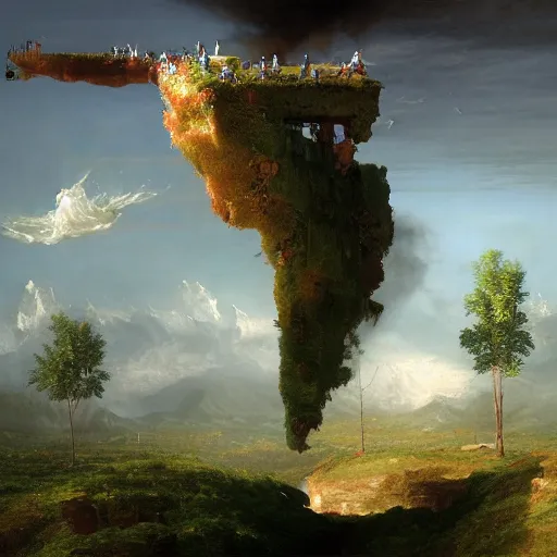 Image similar to deconstruction of self, hyperrealistic surrealism, dreamscape, thomas cole, award winning masterpiece with incredible, deliniate details, zhang kechun, a surreal waavev painting by thomas cole liminal space, highly detailed, trending on artstation
