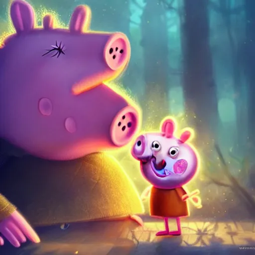 Image similar to Portrait of Peppa Pig, League of Legends amazing splashscreen artwork, splash art,natural light, elegant, intricate, fantasy, atmospheric lighting, by Greg rutkowski, league of legends splash art, hd wallpaper, ultra high details