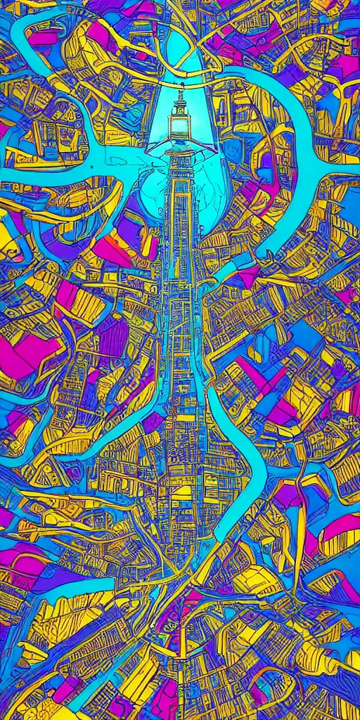 Image similar to san francisco, ultrafine detailed illustration by james jean, intricate linework, bright colors, behance contest winner, vanitas, angular, altermodern, unreal engine 5 highly rendered, global illumination, radiant light, detailed and intricate environment