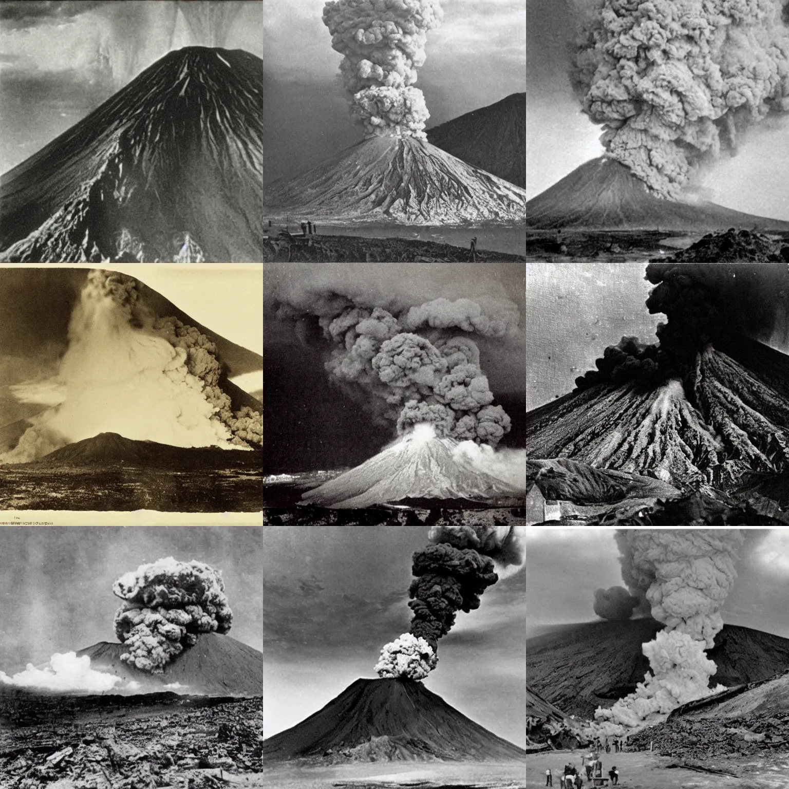 Prompt: “volcano eruption, 1900’s photo”