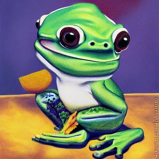 Prompt: zuma frog shooting balls from its mouth, surrealist painting