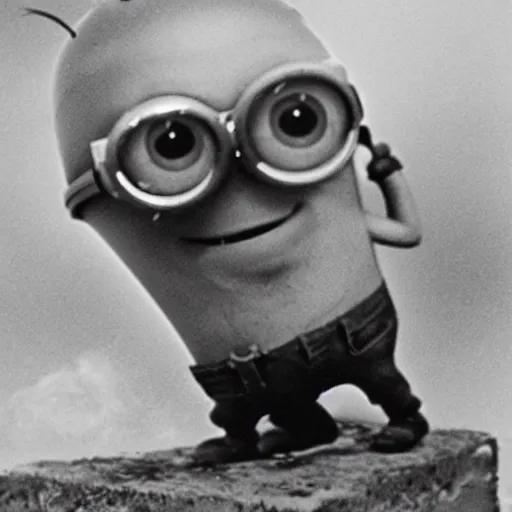 Minions suffering from shell shock in the world war 2, Stable Diffusion