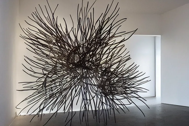 Prompt: “interior sculpture in an Australian artist’s apartment, organic, national Art School MFA, Japanese and Australian Aboriginal influences”