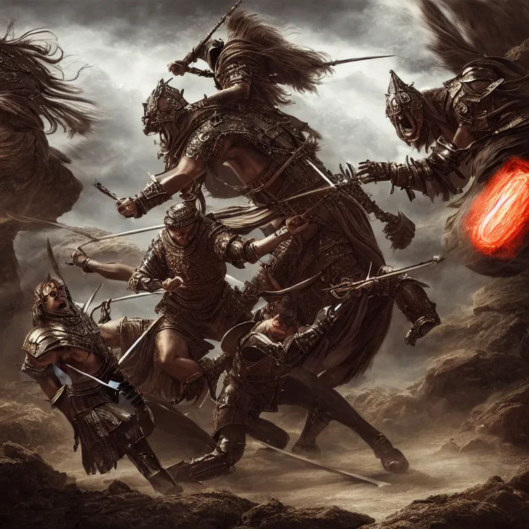 Image similar to fantasy sci fi characters fight on medieval road, action scene, 8 k, lumen reflections, sharpened, insanely detailed and intricate, hypermaximalist, elegant, ornate, hyper realistic, super detailed, digital art