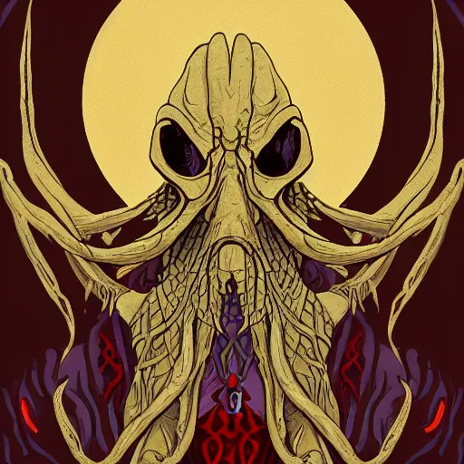 Prompt: undead ilithid mindflayer dracolich, Dungeons & Dragons, Art nouveau, honeycomb background,