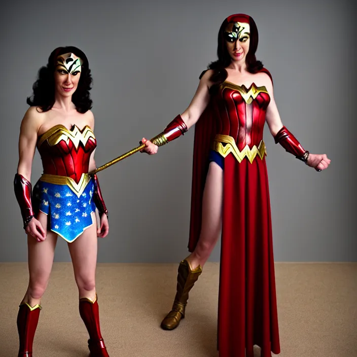 Image similar to professional full length photograph of Audrey Herburn as wonder woman. Extremely detailed. 8k