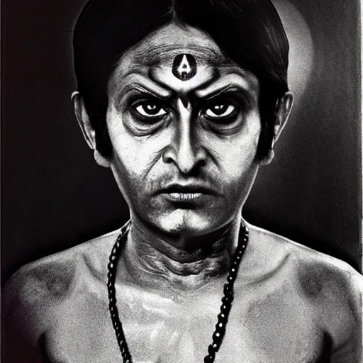 Image similar to expired fuji film photograph portrait still of indian horror film character from tv show from 1 9 6 7, hyperrealism, directed by steven spielberg and satyajit ray