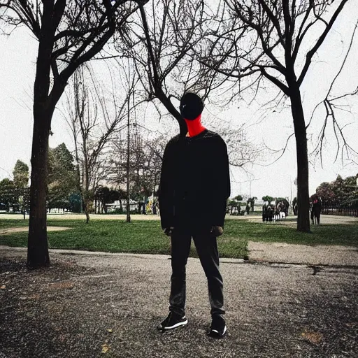 Image similar to “a guy with a mask in a park”