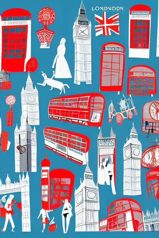 Image similar to london, illustration, in the style of katinka reinke