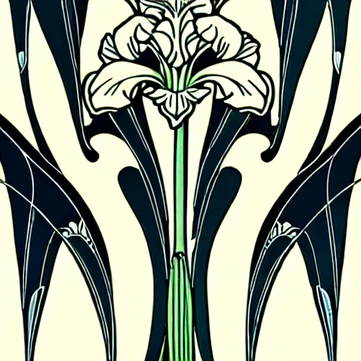 Image similar to a beautiful art nouveau repeating pattern of an iris flower