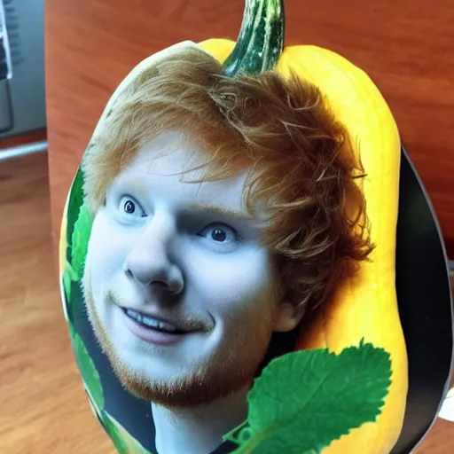 Prompt: a squash that looks like ed sheeran