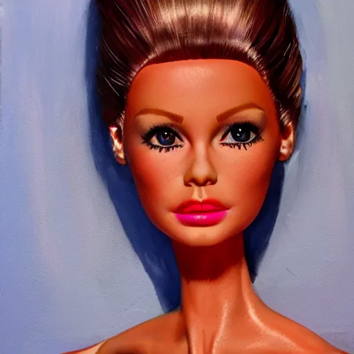 Image similar to detailed details photorealistic horror barbie doll in the style of bob peak and alex ross, gouache and wash paints color, detailed details facial and body and human and environments and proportionate, detailed 5 k details.