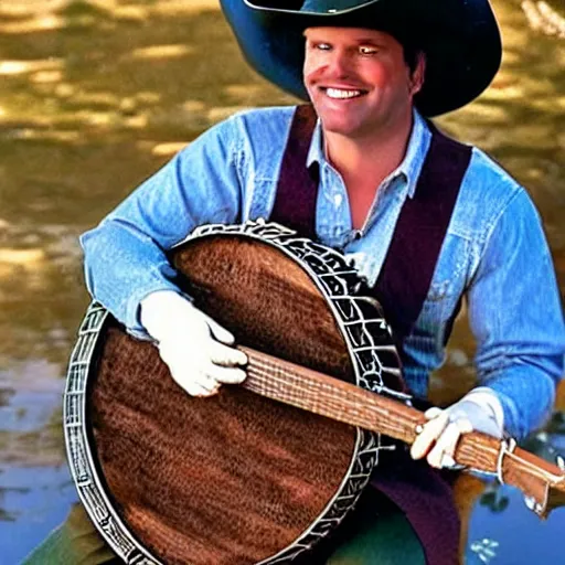 Prompt: an alligator playing a banjo and wearing a cowboy hat, vintage Disney