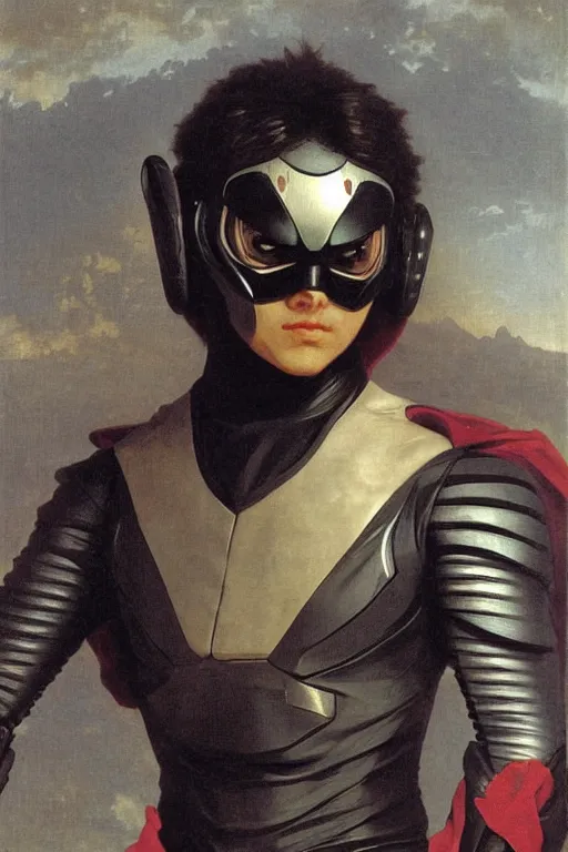 Image similar to portrait of a kamen rider rx, majestic, solemn, by bouguereau