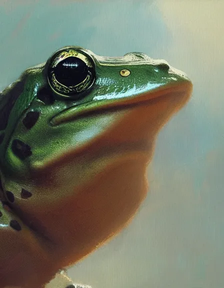 Image similar to a Jesus frog by Ruan Jia, oil on canvas, artstation, dramatic scenery, masterpiece, aesthetic