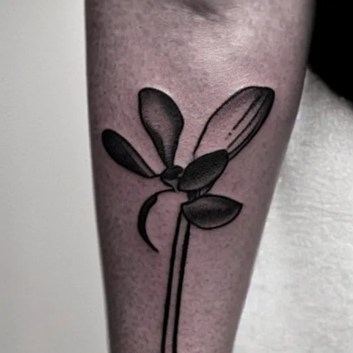 Image similar to simple tattoo of an orchid sprouting from the earth