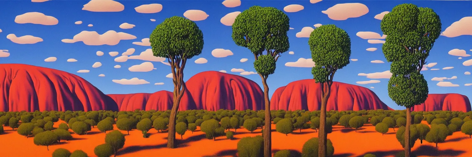 Prompt: Uluru oil painting magritte