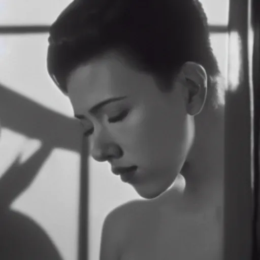 Image similar to intimate movie still of scarlett johansson in wong kar wai in the mood for love