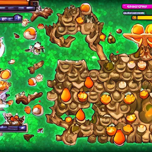 Image similar to MapleStory by Nexon. Orange Mushroom. Mesos. Digital.