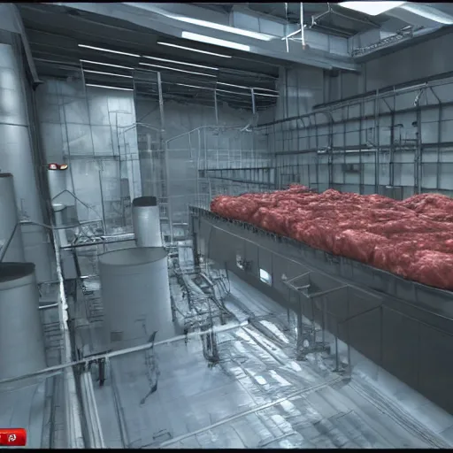 Prompt: industrial process of human meat, realistic, real footage leaked to the public, hdr, clear image, hdd, dynamic lighting,