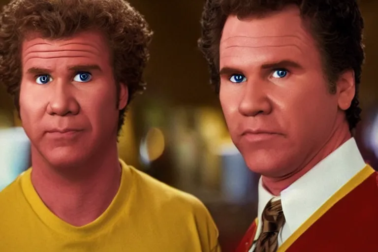 Prompt: will ferrell as an exaggerated caricature of a children in the new movie directed by quentin tarantino, movie still frame, promotional image, critically condemned, top 6 worst movie ever imdb list, symmetrical shot, idiosyncratic, relentlessly detailed, limited colour palette