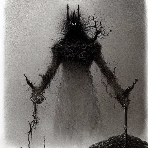 Image similar to Mickey mouse as a dark souls boss by zdzisław beksiński