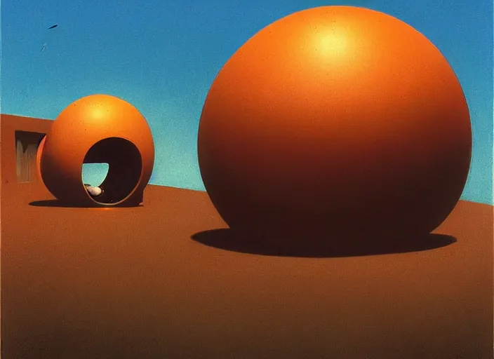 Prompt: spherical goo rounded spheres melting Edward Hopper and James Gilleard, Zdzislaw Beksinski highly detailed