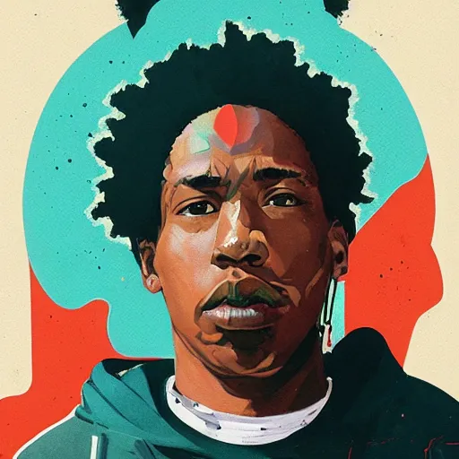 Prompt: A tribe called Quest profile picture by Sachin Teng, asymmetrical, Organic Painting , Matte Painting, meaningful, Powerful, geometric shapes, hard edges, graffiti, street art:2 by Sachin Teng:4