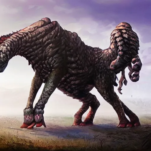 stunning concept art of a giant animal with 4 arms, it | Stable ...