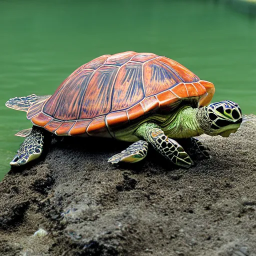 Image similar to red Ear slider turtle as the pope