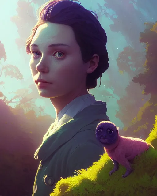 Image similar to highly detailed surreal vfx portrait of a chartreux, stephen bliss, unreal engine, greg rutkowski, loish, rhads, beeple, makoto shinkai and lois van baarle, ilya kuvshinov, rossdraws, tom bagshaw, alphonse mucha, global illumination, detailed and intricate environment