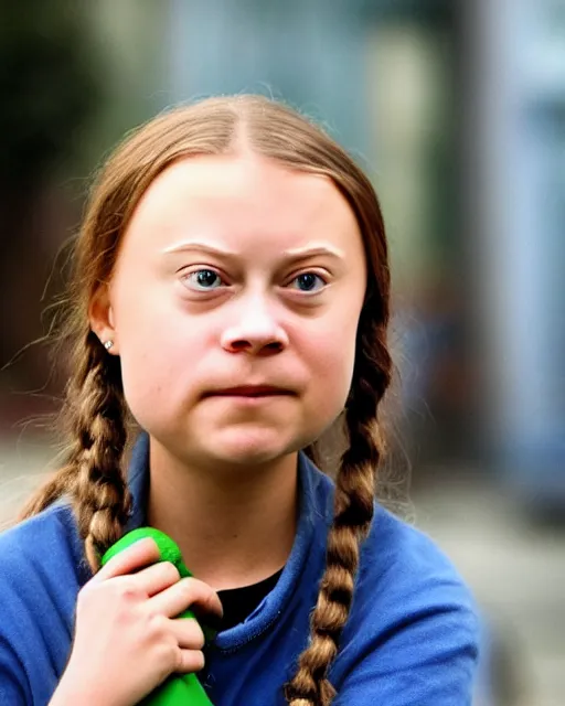 Image similar to greta thunberg as a pixar character, head and shoulders