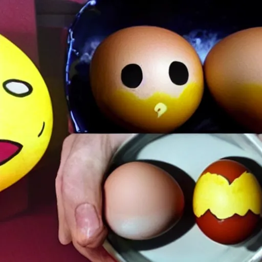 Prompt: an egg that has Saitama's face on it.