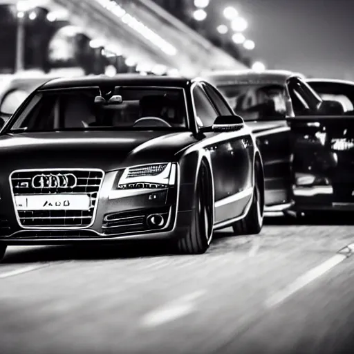 Image similar to black audi a8 racing at night in bucharest