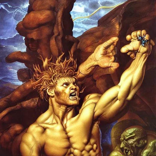 Prompt: unhinged revenge of the fierce but aesthetic Thebean terror by Jeff Easley and Michelangelo, fantastic reality, detailed and beautiful faces, dramatic lighting, establishing shot, 8k resolution – W 1024