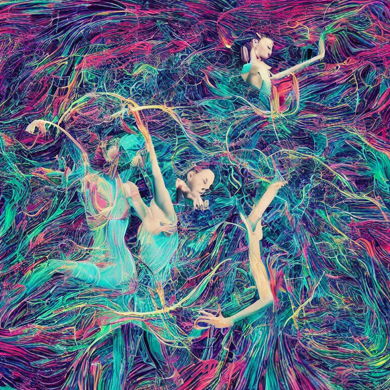 Image similar to beautiful album cover design featuring beautiful dancers by Jonathan Zawada