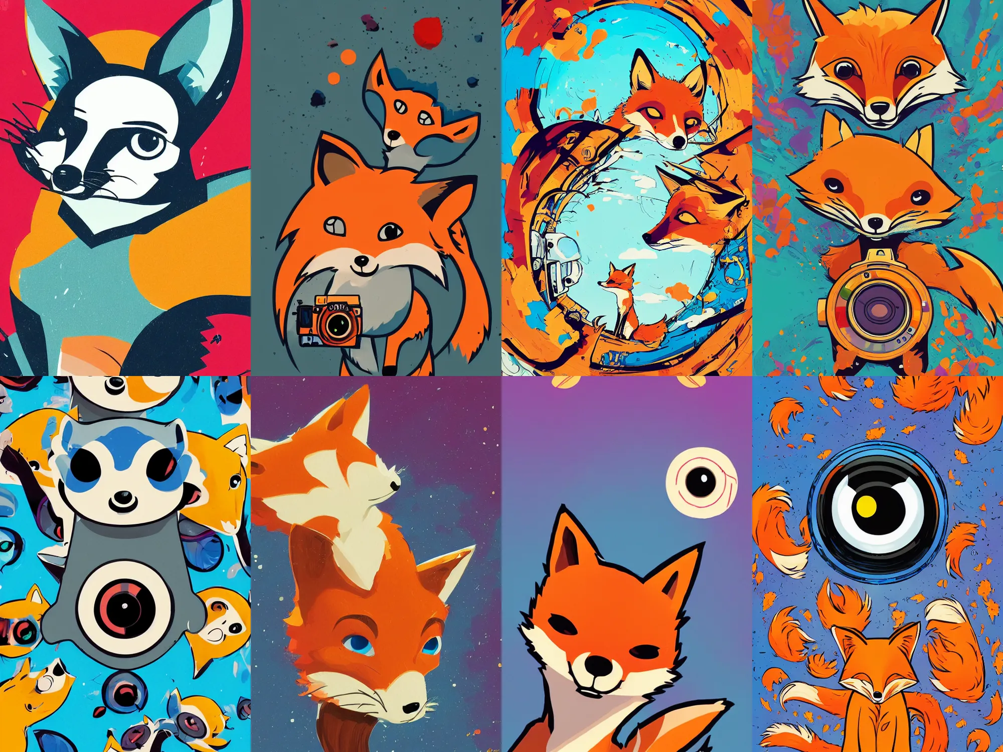 Prompt: a cute fox, sticker, colorful, illustration, highly detailed, simple, dynamic camera angle, deep 3 point perspective, fish eye, dynamic scene, by phil hale, ashley wood, geoff darrow, james jean, 8k, hd, high resolution printsmooth and clean vector curves, no jagged lines, vector art, smooth