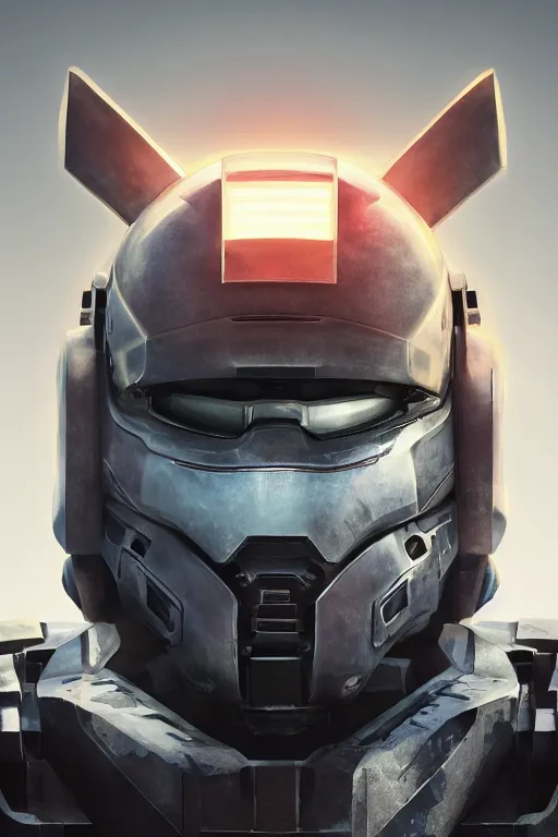 Image similar to robot ninja mask helmet halo master chief radiating a glowing aura global illumination ray tracing hdr fanart arstation by ian pesty and katarzyna da „ bek - chmiel