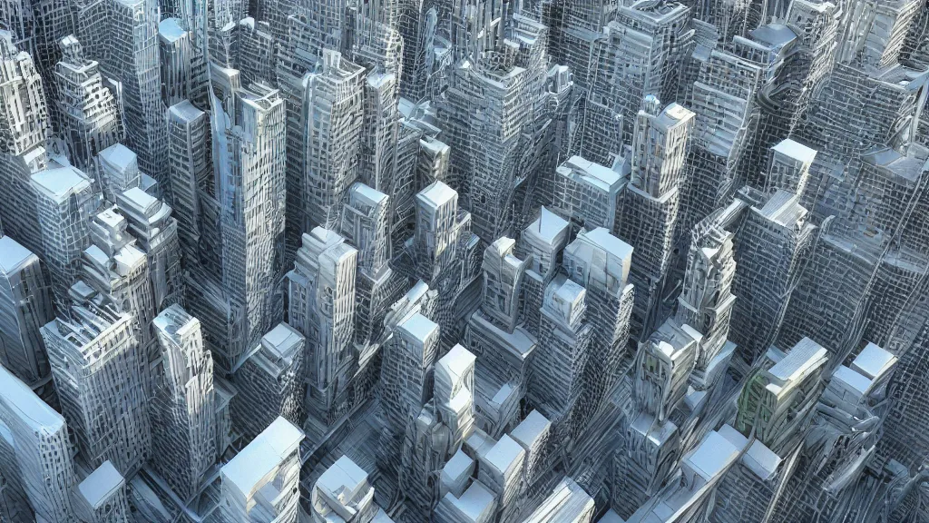 Image similar to 3 d fractal cityscape, octane render