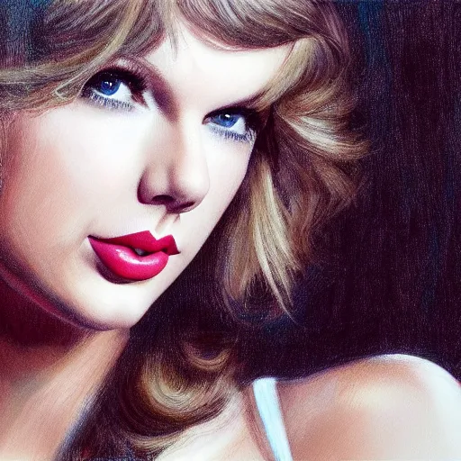 Prompt: taylor swift, head and shoulders portrait, extremely detailed masterpiece, one single continues line.