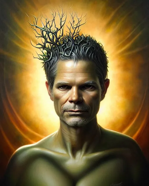 Prompt: detailed portrait of timothy olyphant olive!! olives!! tree! by tomasz alen kopera and peter mohrbacher and johanna martine! and margaret keane! coherent luminescent