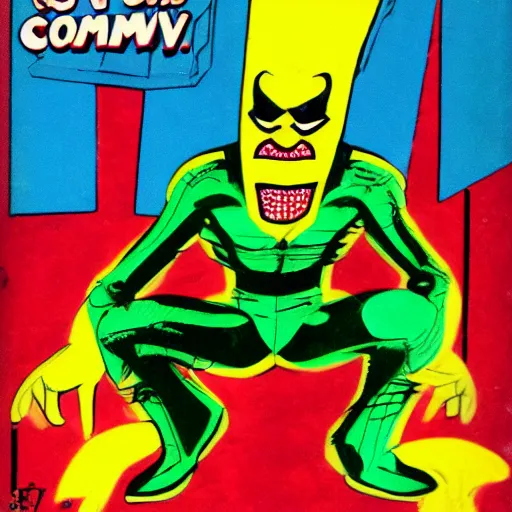 Image similar to comic book art of original character taffy man by steve ditko, high definition