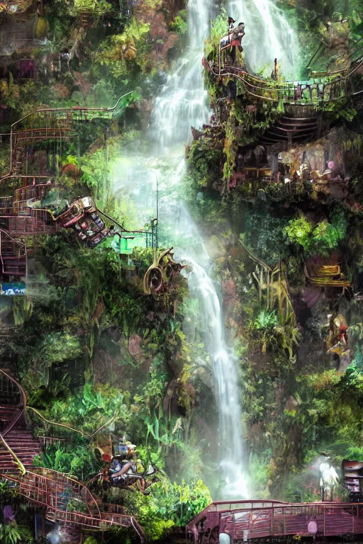 Image similar to biopunk waterfall