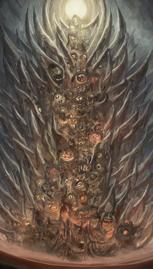 Image similar to a storm vortex made of many demonic eyes and teeth, by disney concept artists