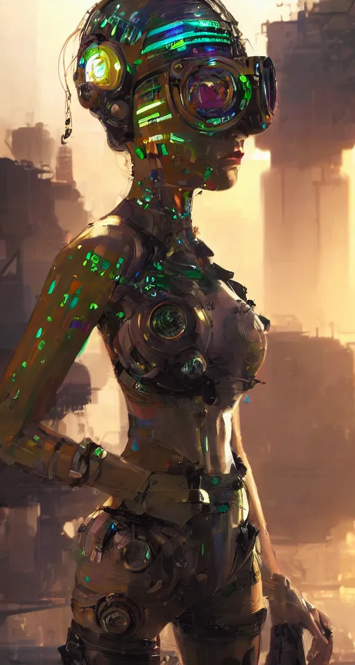 Prompt: portrait of solarpunk cyber girl, 4k photo by steve mccurry, craig mullins, artstation, detailed, 8k