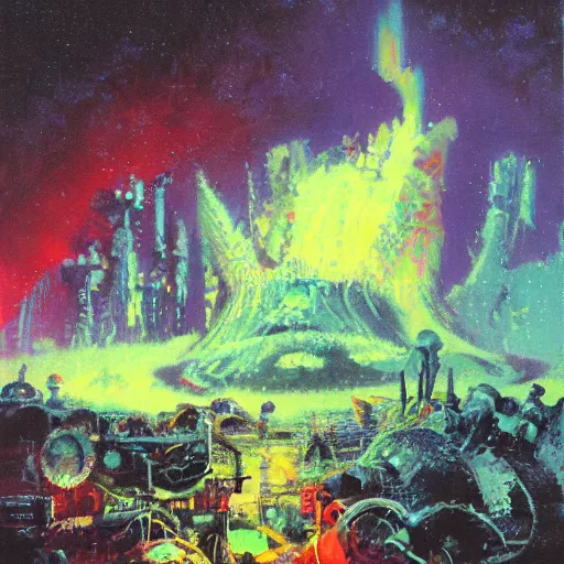 Image similar to illustration by paul lehr, james gurney and bruce penningtonn